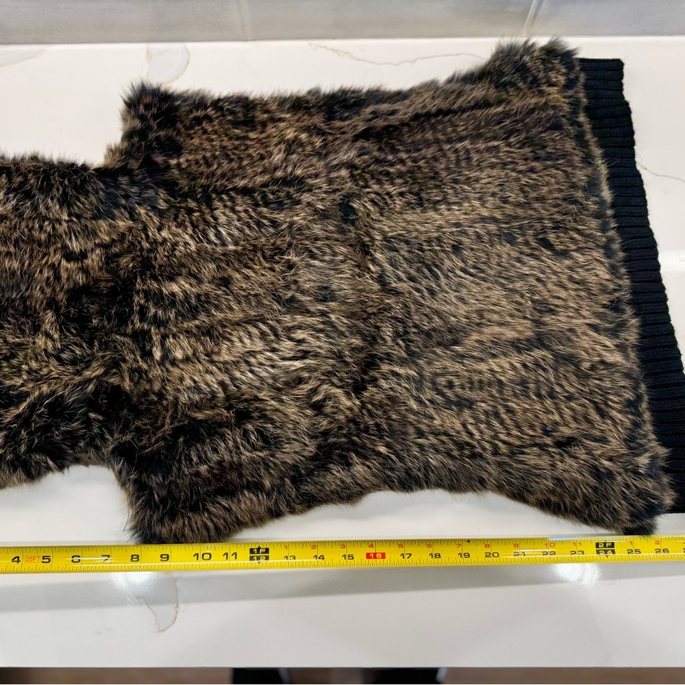Love Token Rabbit Fur Black Brown Pull Over Vest-S - Picture 9 of 10